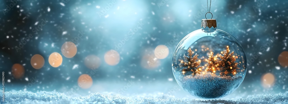 Christmas Snow Globe In Eve Night - Wish Concept With Blue Abstract Defocused Background,
Christmas Snow Globe In Eve Night - Wish Concept With Blue Abstract Defocused Background,