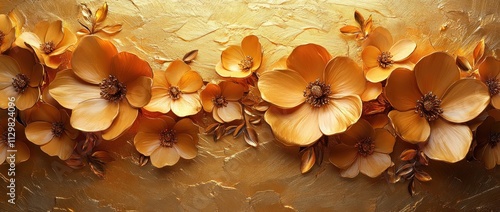 Golden Floral Abstract Art with Textured Background for Prints Posters and Decorations