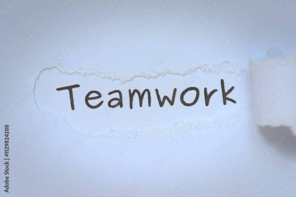 Fototapeta premium teamwork word on paper