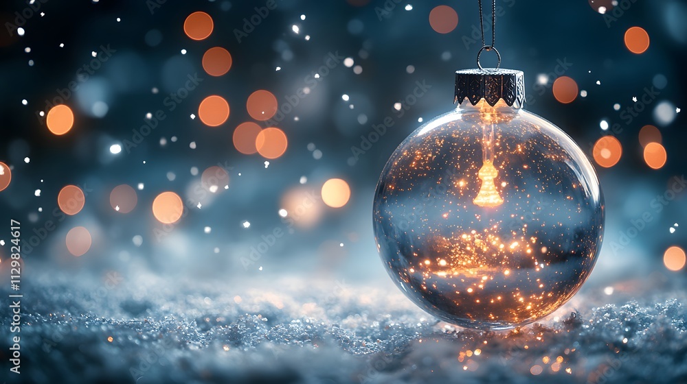 Christmas Snow Globe In Eve Night - Wish Concept With Blue Abstract Defocused Background,
Christmas Snow Globe In Eve Night - Wish Concept With Blue Abstract Defocused Background,