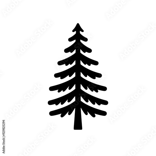 Minimal Pine Tree vector illustration isolated with clean lines, perfect for eco-friendly designs or nature-themed projects
