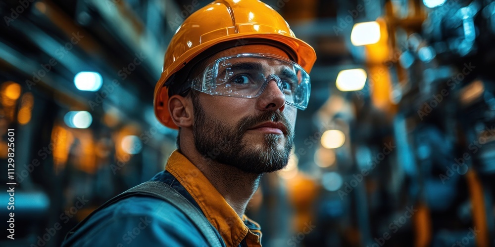 Young Engineer Works in Factory for Gear Production Young Engineer Works in Factory for Gear Production
