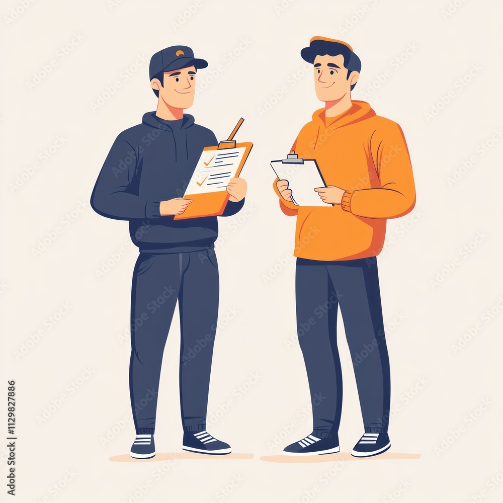 Illustration of Two Individuals Reviewing Checklists Illustration of Two Individuals Reviewing Checklists