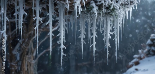 Wallpaper Mural Winter wonderland scene with snowflakes and icicles, serene, cold Torontodigital.ca
