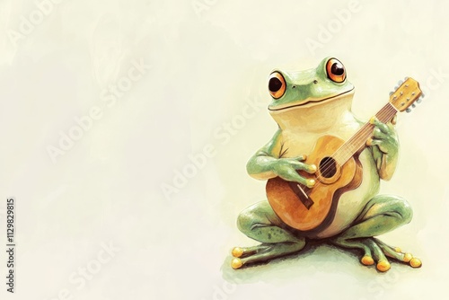 Happy frog playing guitar illustration photo