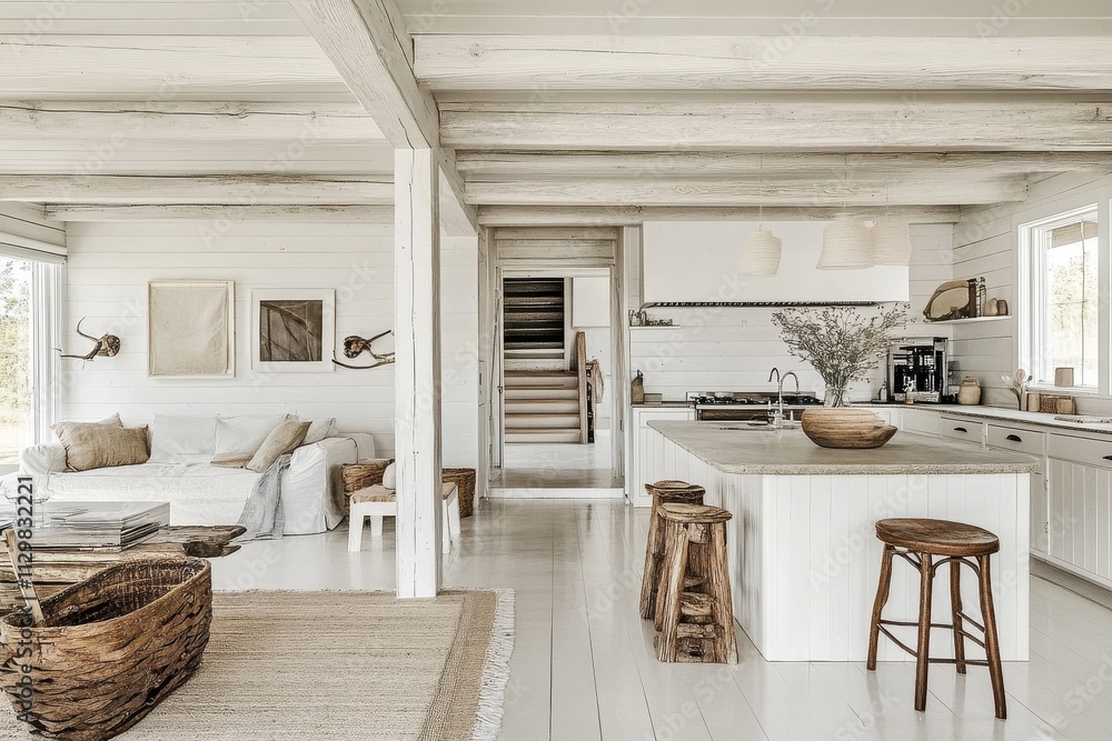 Whitewashed Log Cabin Interior Design Featuring Rustic Elements Whitewashed Log Cabin Interior Design Featuring Rustic Elements