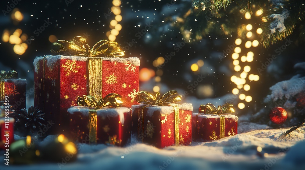 Greeting Christmas Banner with Gifts and 8K Realistic Lighting
Greeting Christmas Banner with Gifts and 8K Realistic Lighting