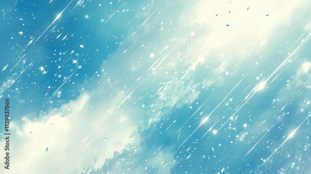 Celestial Sky: Shooting Stars and Soft Cloudscape Celestial Sky: Shooting Stars and Soft Cloudscape