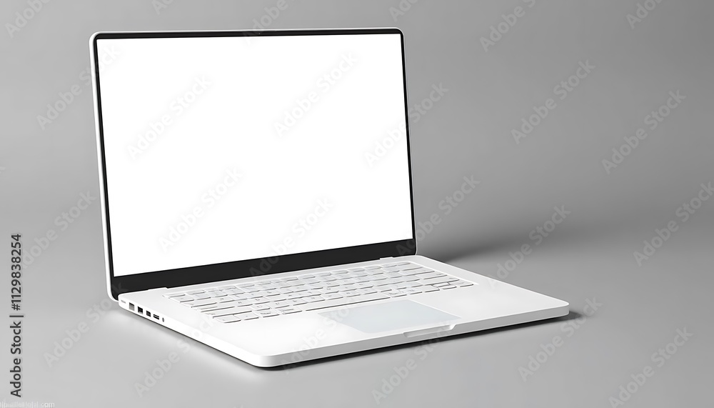 White Laptop Mockup, Blank Screen White Laptop Mockup, Blank Screen