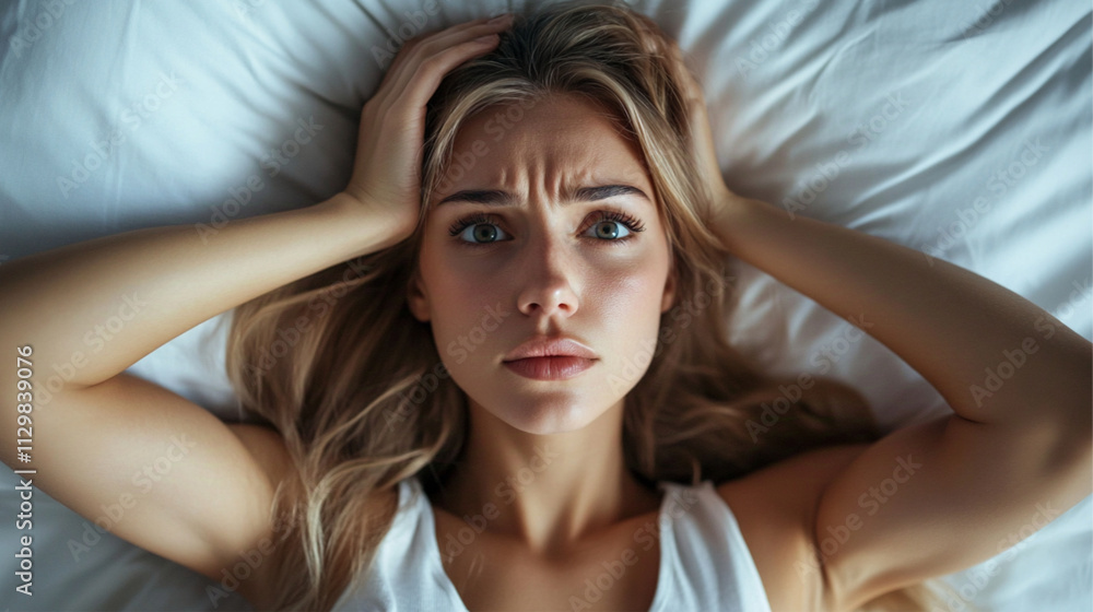 heavy tired woman, waking up, dark early morning hours heavy tired woman, waking up, dark early morning hours