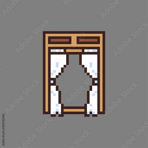 windows curtains house pixel art