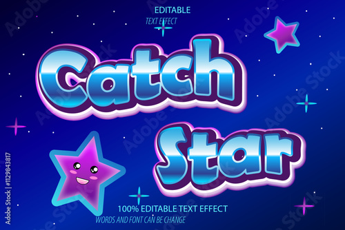 catch star editable text effect 3d emboss modern style