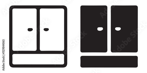 Two Door Cupboard Icon Collection. Purple Bathroom Cabinet. With a White Background.