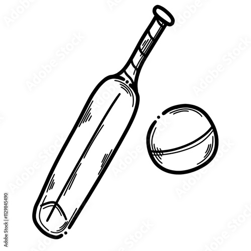 Baseball bat outline with baseball