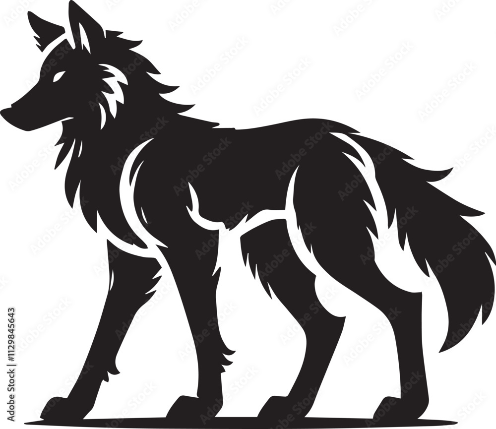 A alert wolf cute silhouette with pointed ears black vector A alert wolf cute silhouette with pointed ears black vector