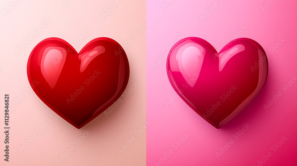 Red and pink hearts symbolizing love and romance for Valentine's Day celebration