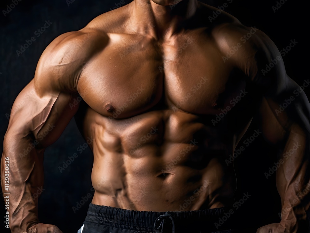 Fototapeta premium Muscular Man Torso Fitness Bodybuilding Strong Athlete