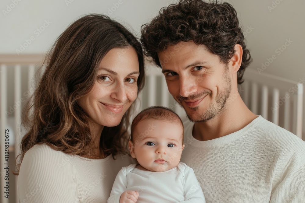 Precious moments, A heartwarming family portrait with their newborn baby, radiating love and joy Precious moments, A heartwarming family portrait with their newborn baby, radiating love and joy
