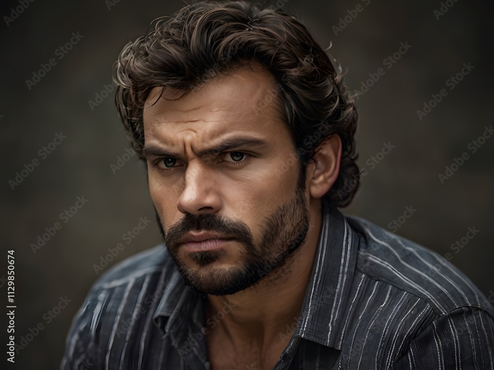 Serious Man Portrait Headshot Handsome Male Model Serious Man Portrait Headshot Handsome Male Model