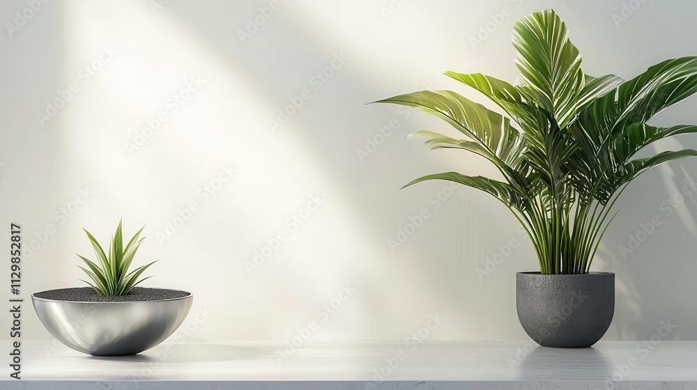 Polished metal furniture pieces in a minimalist interior, aesthetic application, modern design Polished metal furniture pieces in a minimalist interior, aesthetic application, modern design