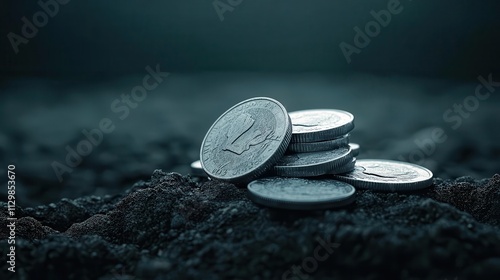 Shiny nickelplated coins in a vibrant pile, showcasing durability and wear resistance photo