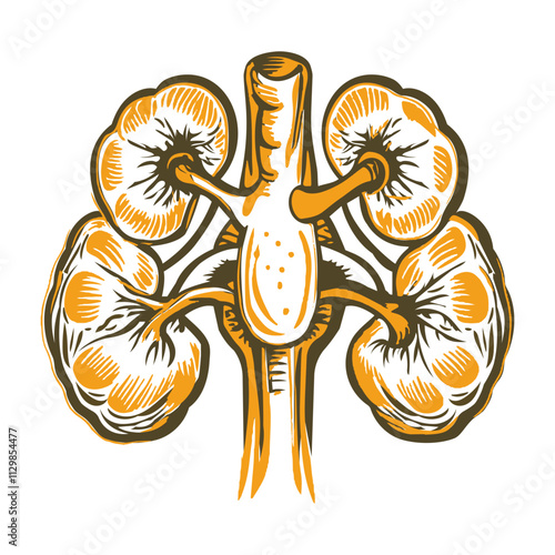 A vintage illustration of adrenal glands