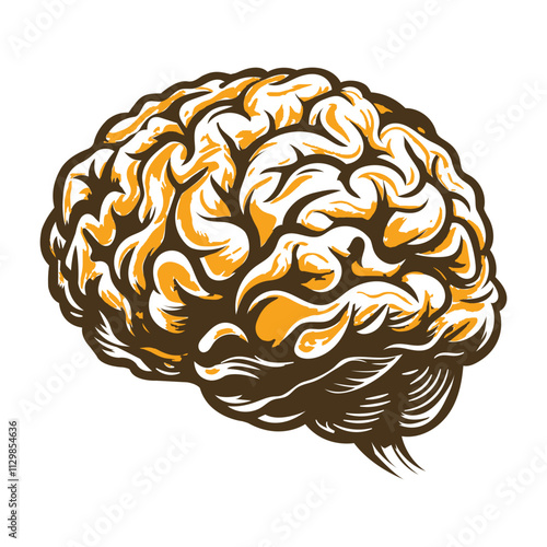 Human brain illustration designed in vintage style