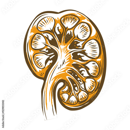 Kidney stones illustration in vintage style