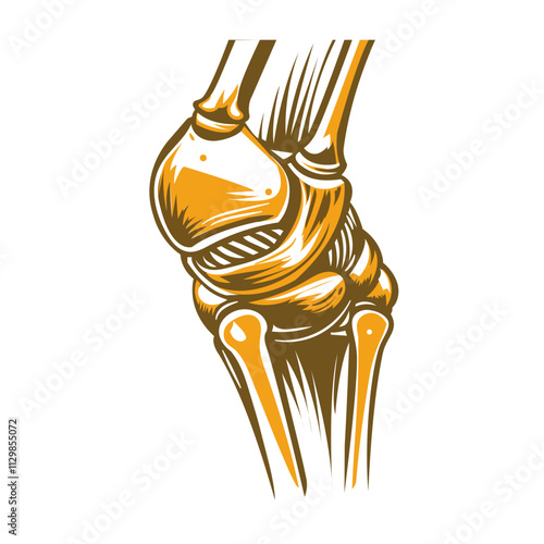 Knee joint illustration in vintage style