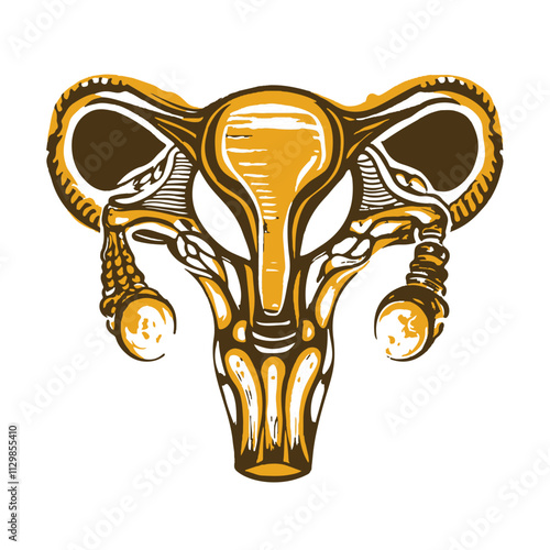 A vintage style illustration of reproductive system