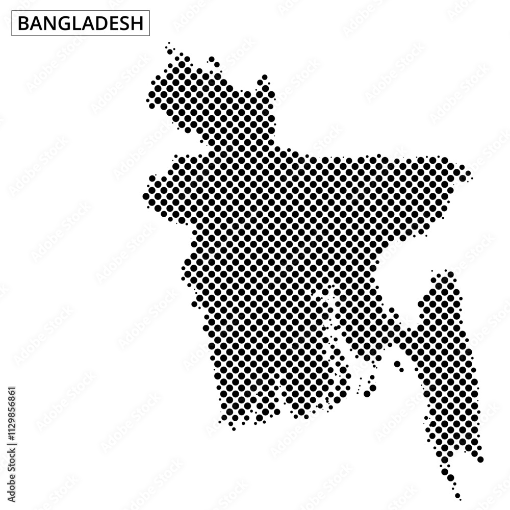 Obraz premium Map of Bangladesh showcasing distinct dotted design in black and white