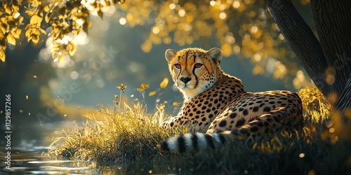 Majestic Cheetah Resting by Water Wildlife Photography 8K