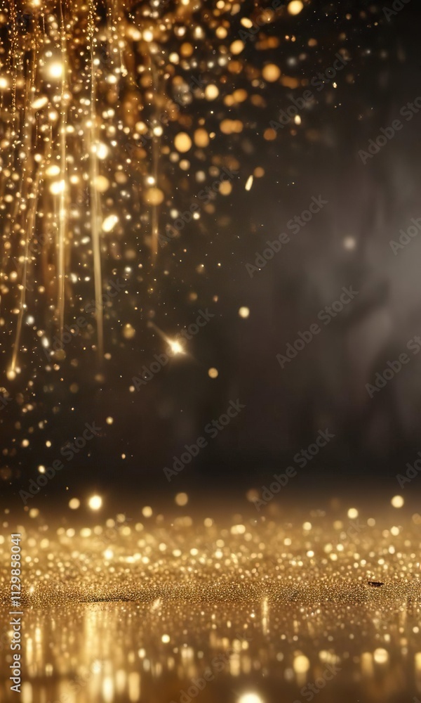 Shimmering abstract background with gold sparkles and bokeh lights, glowing, gradient, neon Shimmering abstract background with gold sparkles and bokeh lights, glowing, gradient, neon
