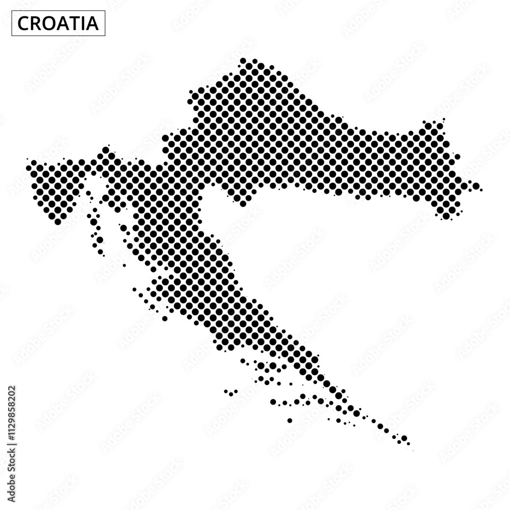 Obraz premium Croatia outlined in a dotted pattern over a light abstract background