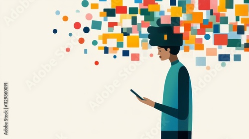 Person staring at his phone, brain rot concept, scrolling, digital fatigue, social network photo