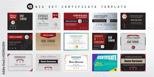 Big set Certificate of appreciation or Award diploma Horizontal template design