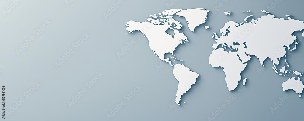 Map atlas concept. Stylish world map rendered in white on a minimalist blue background. Map atlas concept. Stylish world map rendered in white on a minimalist blue background.