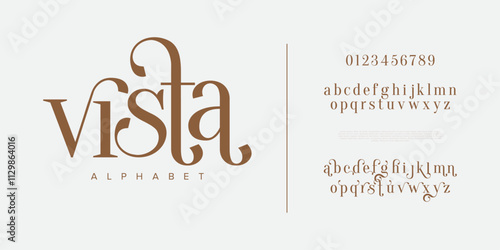 Vista typography beauty fashion elegant minimalist serif italic fonts decorative wedding vintage retro logos. Minimal luxury font alphabet logo. Vector illustration