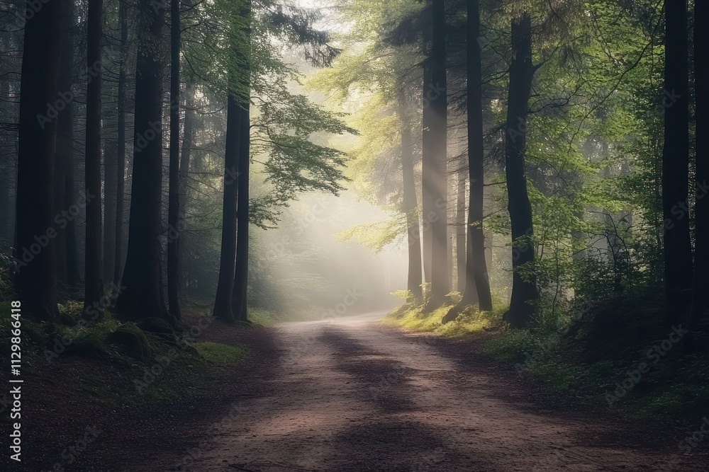 Fototapeta premium Forest Path in Mist