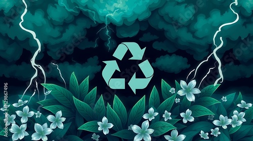 Green recycling concept, Generative AI illustration photo