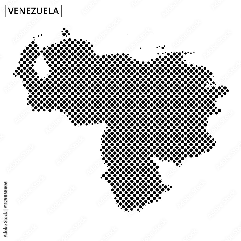 Map outline of Venezuela showing unique dotted design and geographical features Map outline of Venezuela showing unique dotted design and geographical features