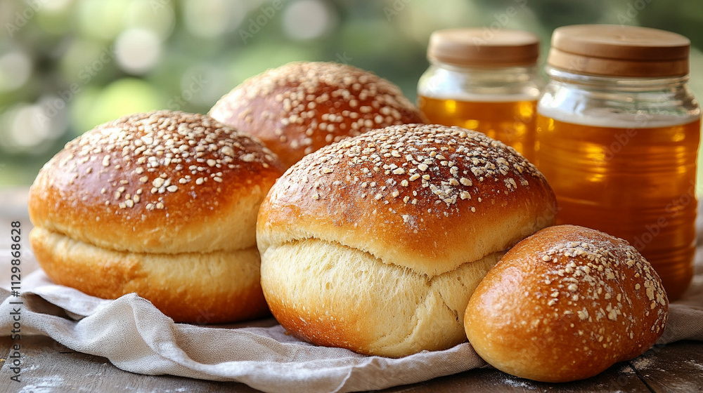 freshly baked loaves of bread with a golden-brown crust and soft interior. Symbolizes nourishment, warmth, comfort, tradition, and home-cooked meals, evoking feelings of satisfaction and peace freshly baked loaves of bread with a golden-brown crust and soft interior. Symbolizes nourishment, warmth, comfort, tradition, and home-cooked meals, evoking feelings of satisfaction and peace