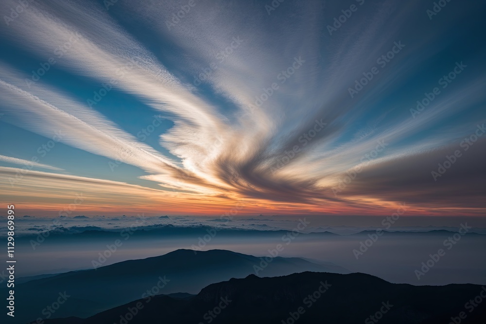 Celestial Drift: Intriguing Cirrus Veil with Radiant Glow and Atmospheric Spectacle Celestial Drift: Intriguing Cirrus Veil with Radiant Glow and Atmospheric Spectacle