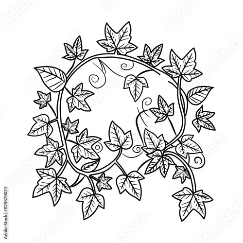 A hand drawn icon of ivy leaves