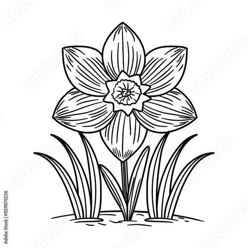A doodle style icon of narcissus flower