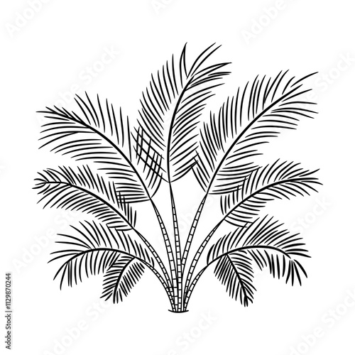 A sketchy style icon of palm fronds