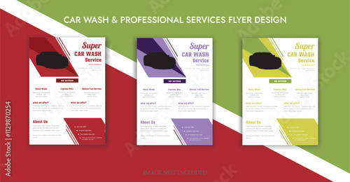 Collection of car wash service internet advertising banner vector flat illustration. Set of automobile cleaning landing page discount place for text. Promotion horizontal ads for order accommodation