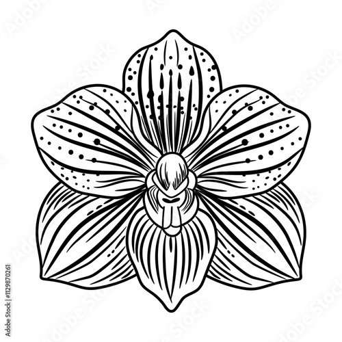 A doodle style icon of orchid flower