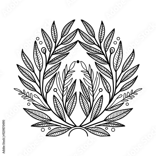 A doodle style icon of willow leaves