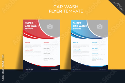 Collection of car wash service internet advertising banner vector flat illustration. Set of automobile cleaning landing page discount place for text. Promotion horizontal ads for order accommodation